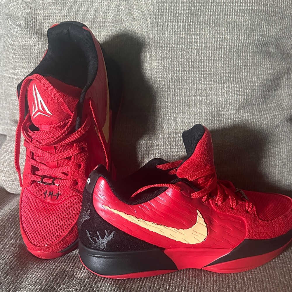 Nike Red and Black Sneakers with Cream Accents